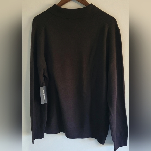 Christian Lacroix Espresso Brown Polo Shirt, 100% Merino Wool - Picture 3 of 5